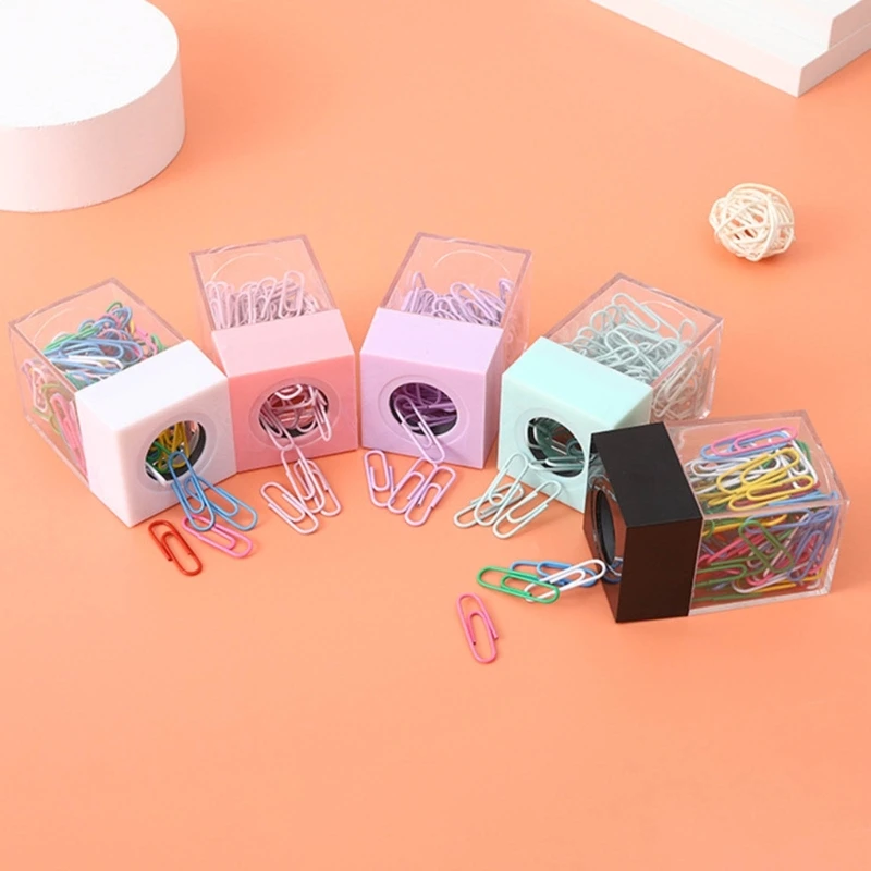 Magnetic Paper Clip Holder with Paper Clips Cute Office Supplies for Desk Organizer Magnetic Paper Clip Dispenser Box K1KF 5