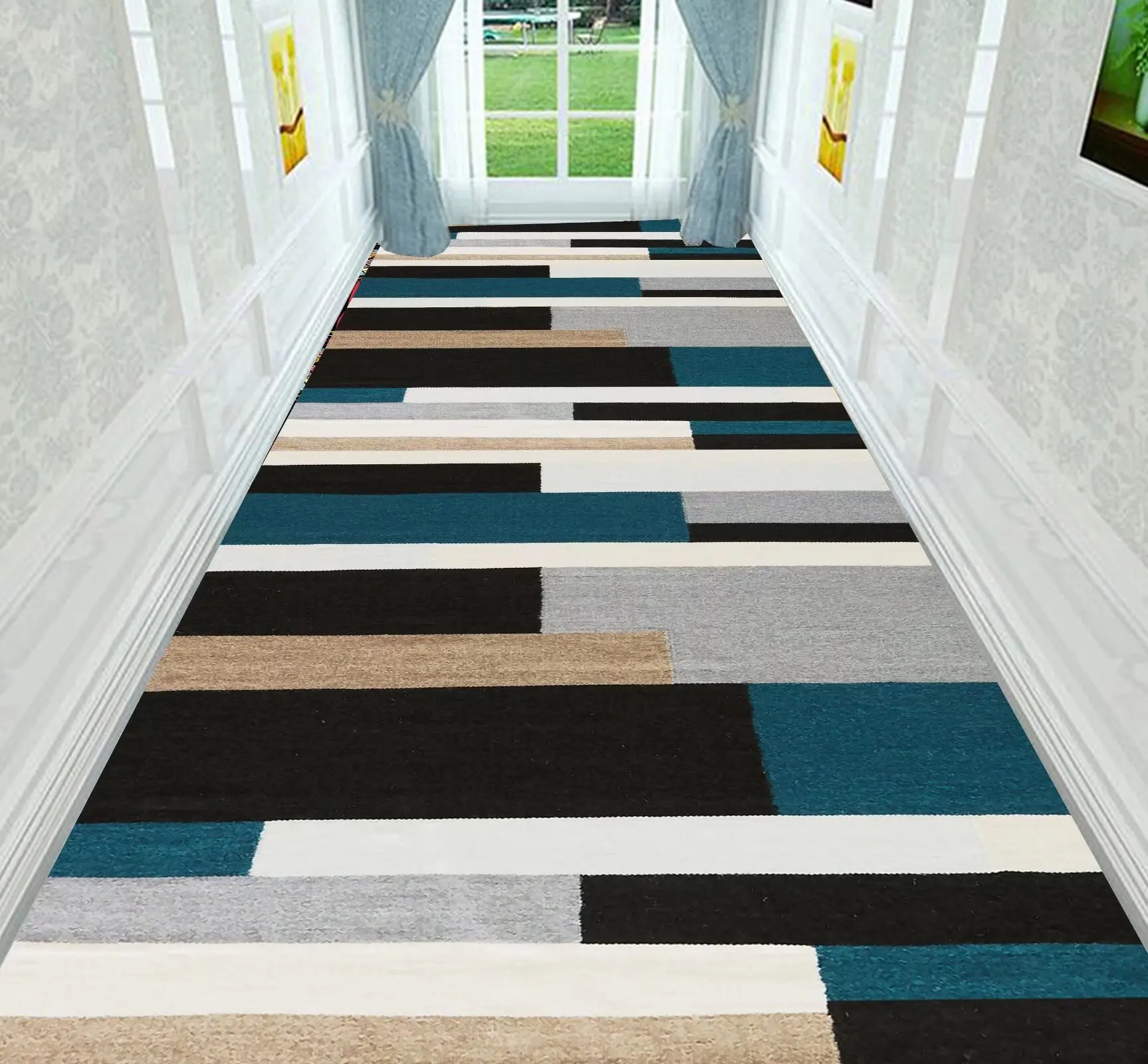Nordic Modern Villa Long Corridor Carpet Runner Hall Passageway Home Large Rugs Stairway Comfortable Durable Washable Floor Mat 2