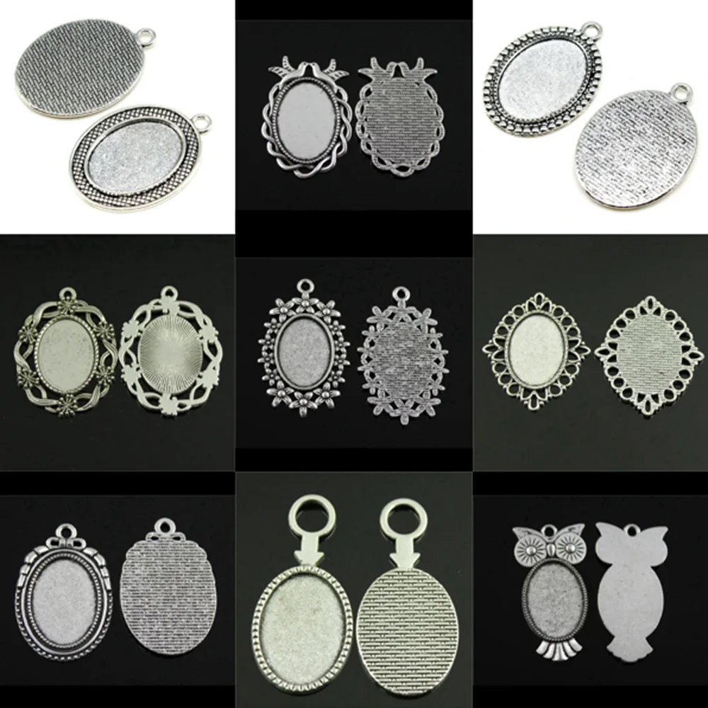 

Fit Oval 18X25Mm Antique Silver Color Base Jewellery Making Supplies Findings Items
