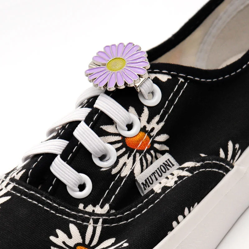No Tie DIY Cute Sun Flower Magic Metal Aglet 4 colors Replacement Shoelaces Daisy Tips Head For Teenage Shoes Accessories