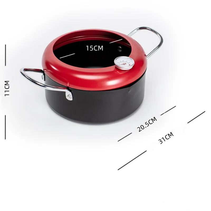 Multifunctional Japanese Deep Fryer Household Small Deep Fryer with Thermometer Non-stick Pan Tianluo Soup Pot