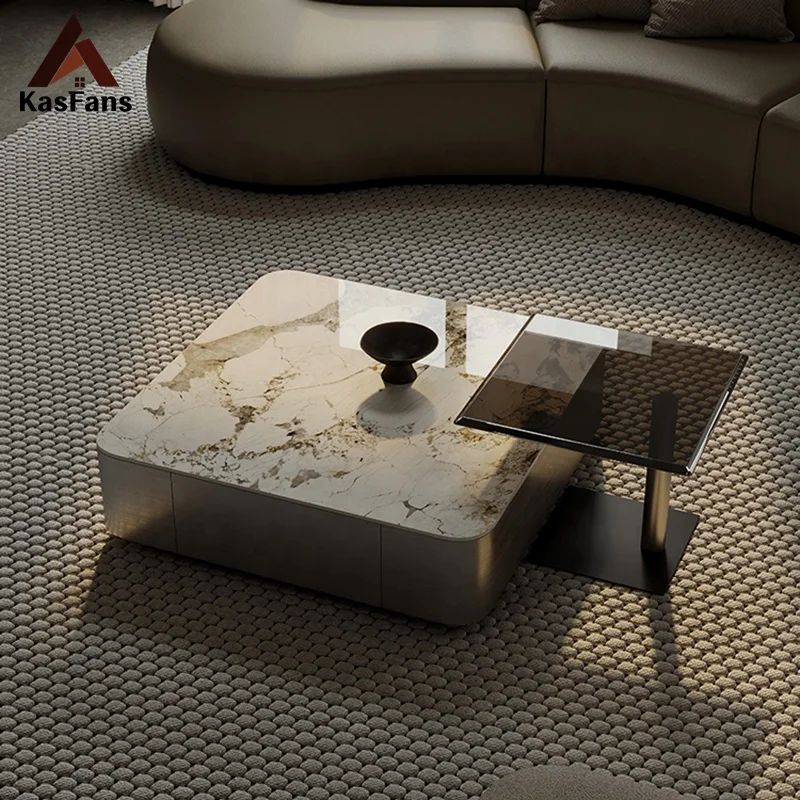 

Tea table cabinet customized.Light Luxury Fashion Marble Tea Table Sets Nature Wooden Indoor Coffee Table Pretty Design En