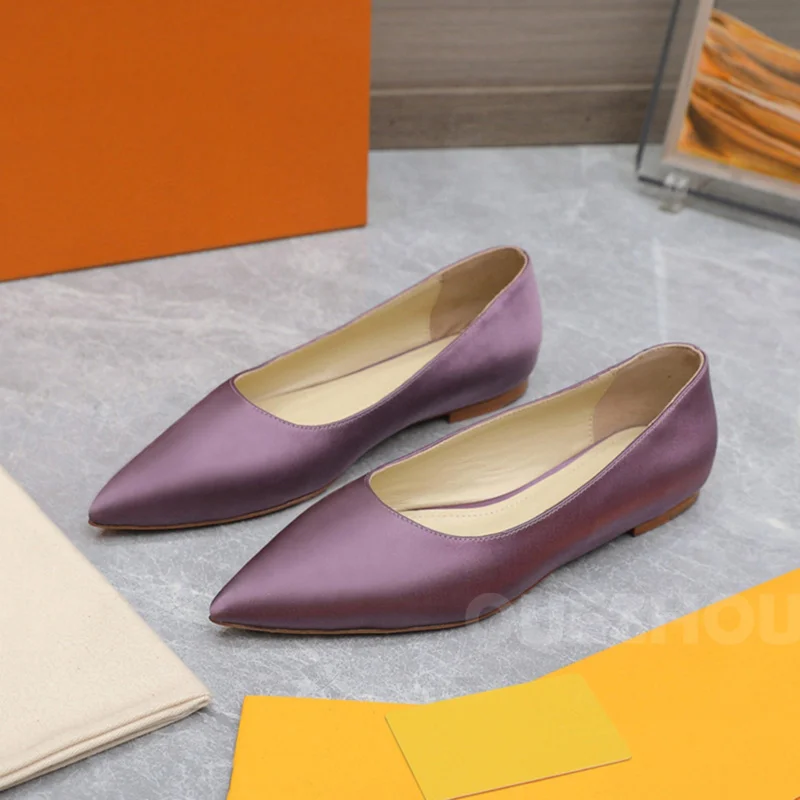 

Lady Flat Shoes Summer 2024 Walk Show New Shallow Mouth Solid Colors Upper Female Flat Shoes Temperament Elegant Loafers