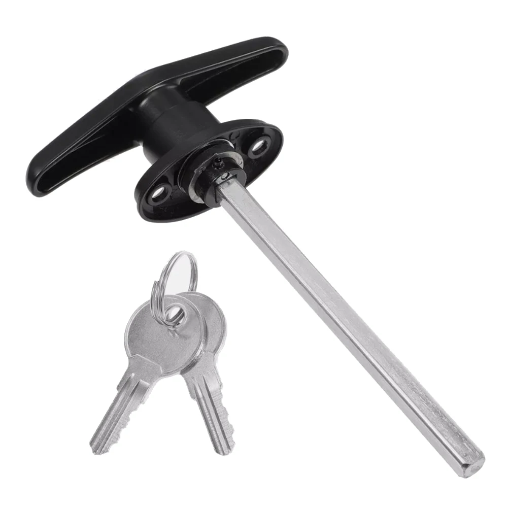 Description Picture 3 of itemDoor Lock Garage Handle T Locking Replacement Shed Hardware Handles Keyed Kit Outside Gate Universal Assembly Key