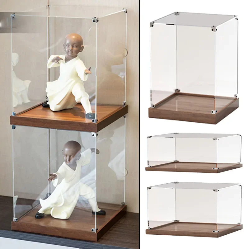 Acrylic Display Box Acrylic Display Case Clear Acrylic Wooden Display Case for Crafts Collection
