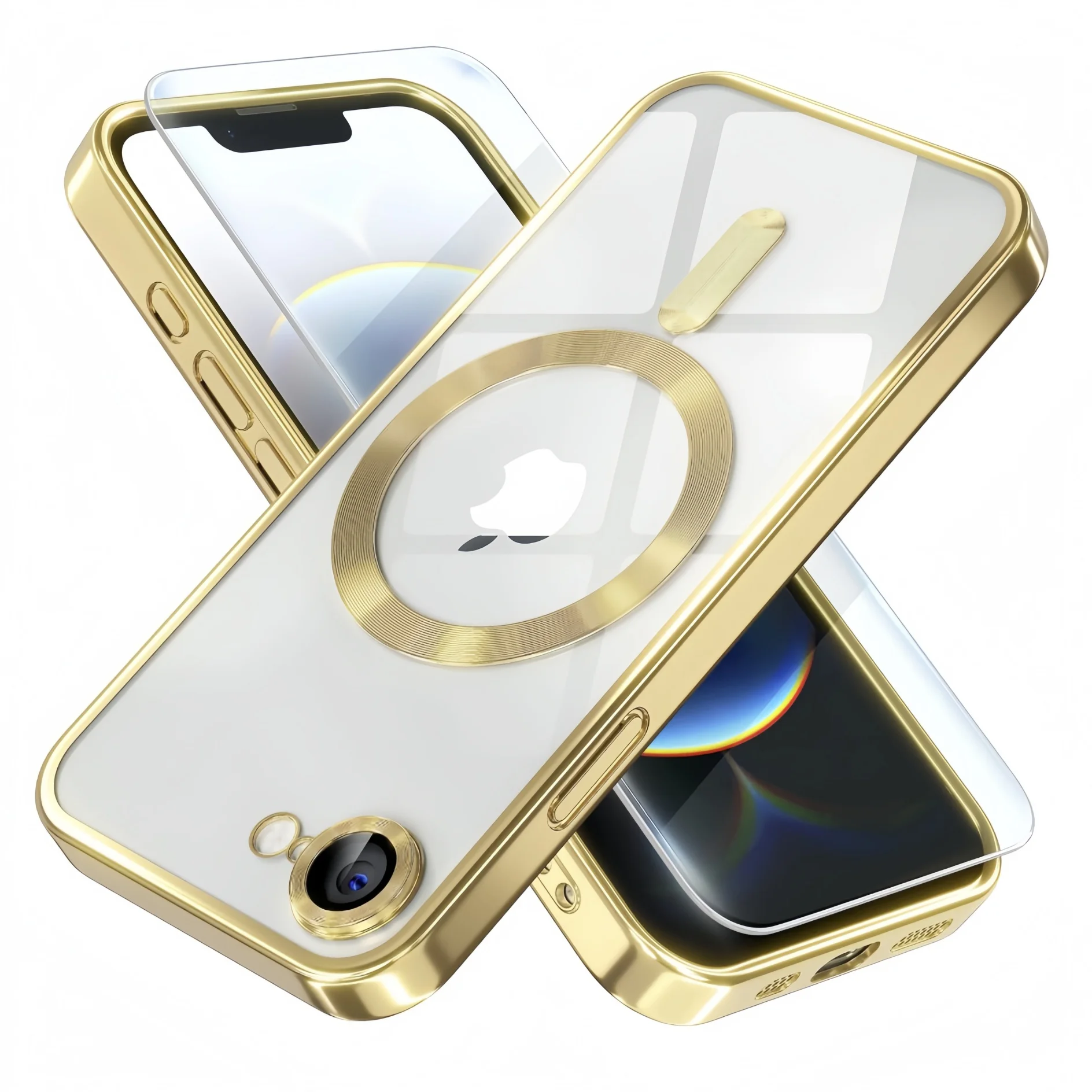 Magnetic Titanium Case with Screen Protector and Camera Cover - Metallic Glossy Luxury Finish