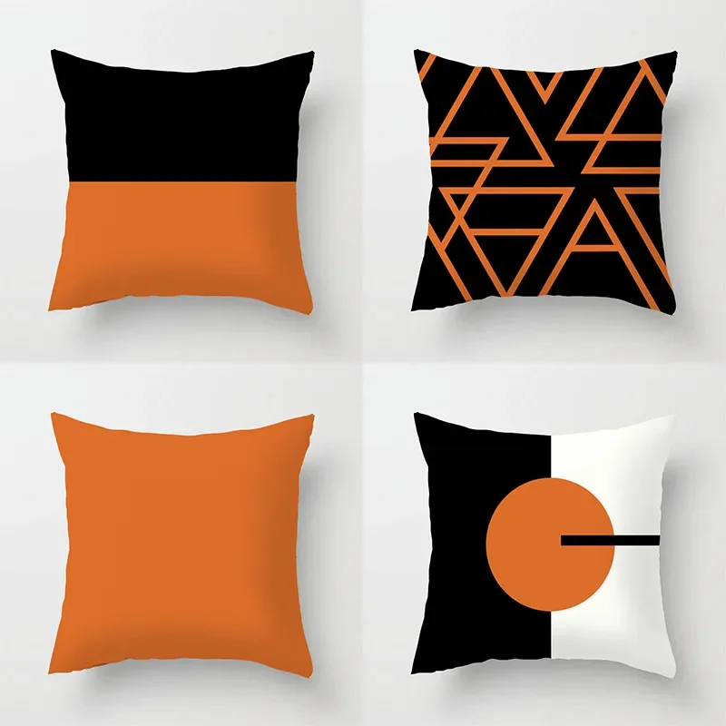 

Nordic Orange Pattern Abstract Art Throw Pillow Cover Sofa Cushion Home