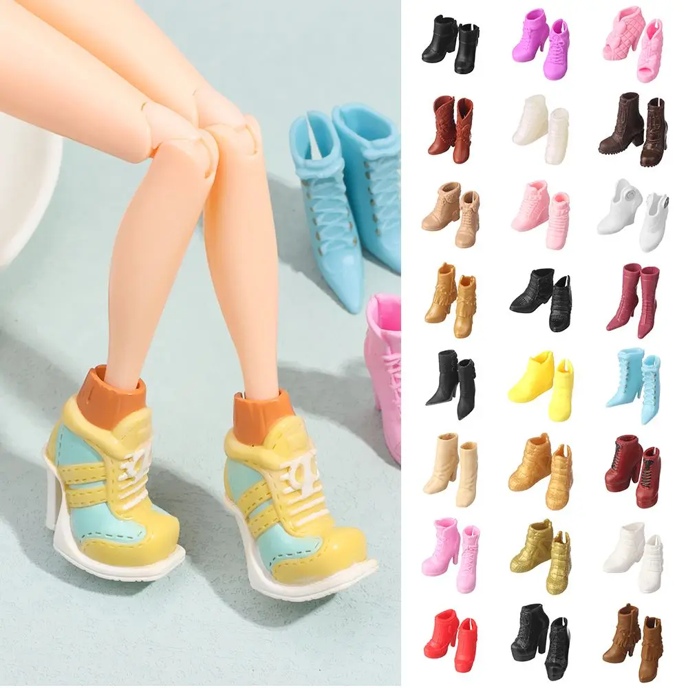 

30cm Doll Shoes Fashion Female Doll Boots Fit Foot Length 2.2cm Dolls Accessories Plastic 1/6 BJD Doll Colorful Long Knees Boots