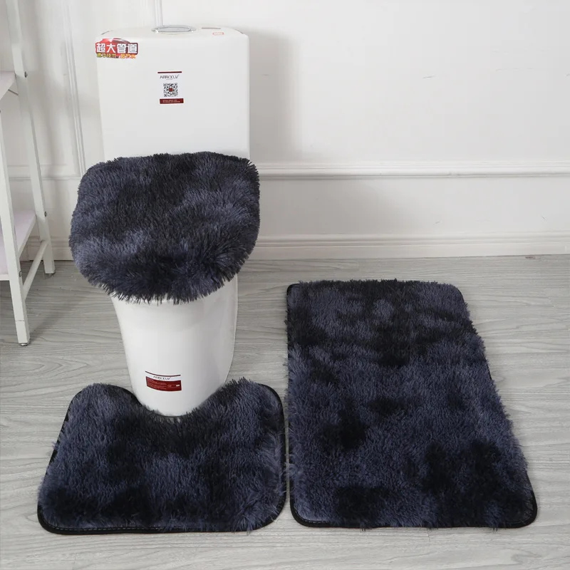 Non-slip Mat Bathroom Absorbent Set Tie-dye Fur Carpet Toilet Three-piece  Accesorios Baño 6