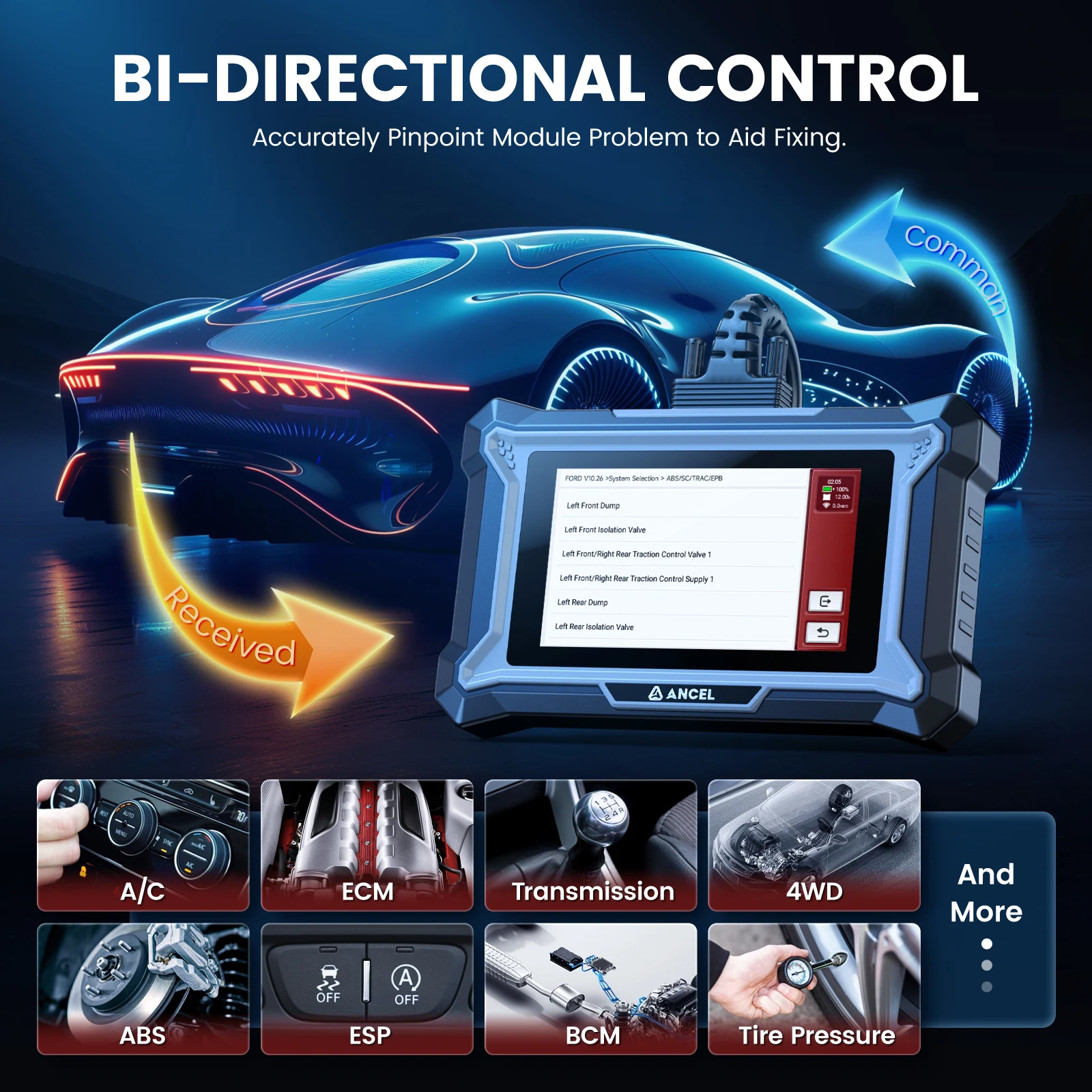 ANCEL DS160 For Porsche Bi-directional Scan Tool Wireless