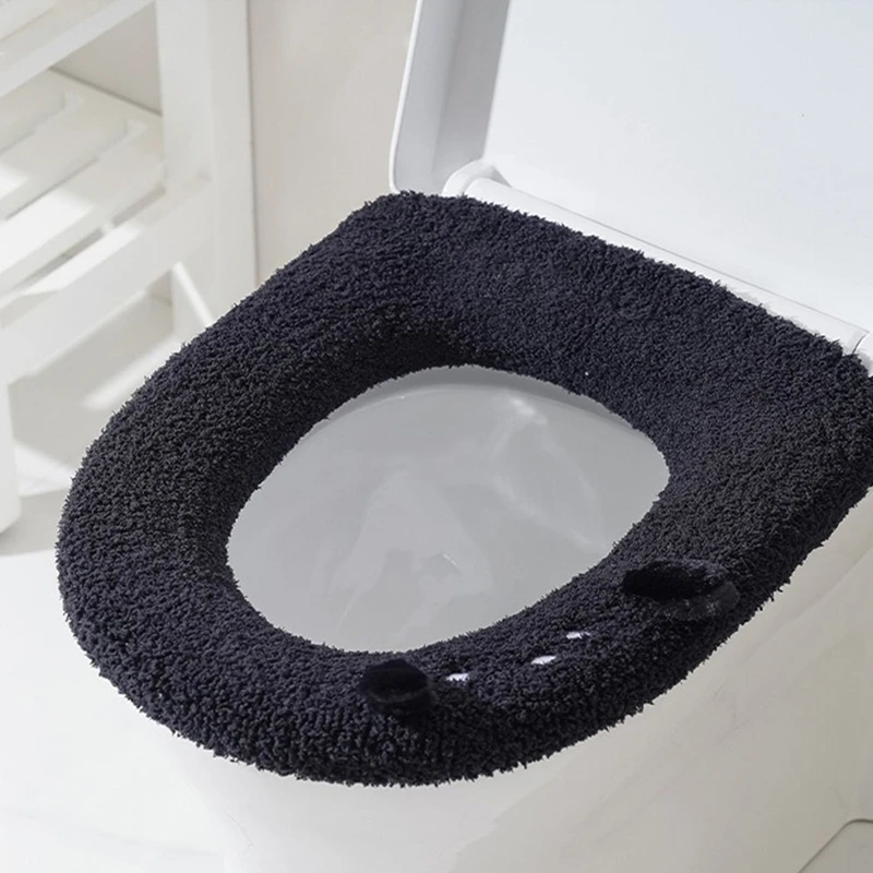 A60Z Top Plush Bathroom Mat Thickened Domestic Toilet Cushion Washable Toilet Seat Pad 5