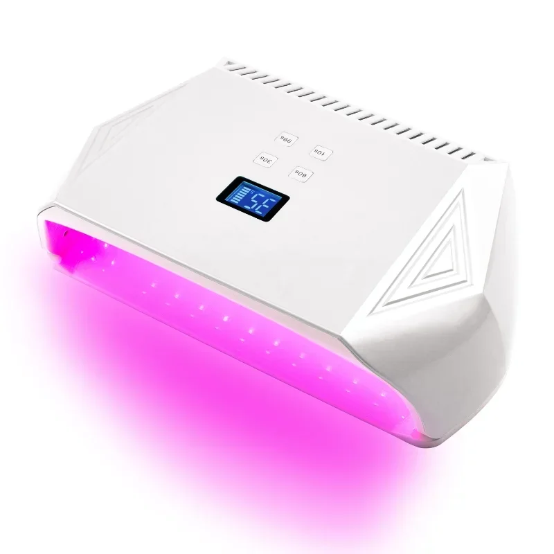 Professional 128W High Power Led Nail Lamp Red Light Gel Polish Dryer Cordless Rechargeable Two Hands Manicure Machine 2