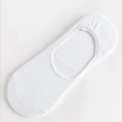Pack of 5 Men's Non - Slip Invisible Cotton Ankle Socks - Breathable and Comfortable for Summer and Autumn (White)
