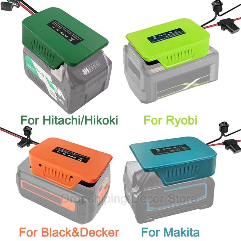 Adattatore Per Ruote Di Alimentazione Fai Da Te Adattatore Per Batteria Agli Ioni Di Litio Makita/Ryobi/Black & Decker/Hitachi/Hikoki 36V 40V Con Fusi
