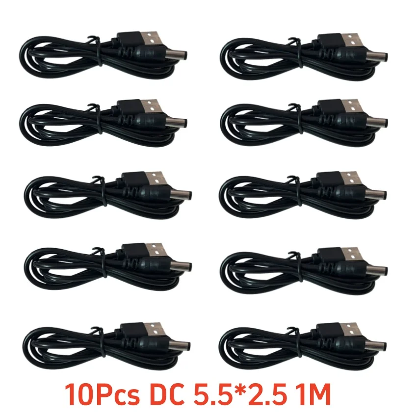 10-Pack USB to DC Barrel Jack Power Cable Adapter Charger