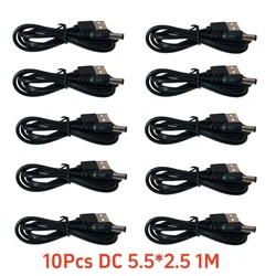 10 - Pack USB to DC Barrel Jack Power Cable Adapter Charger - 10Pcs (1M DC5.5 2.5)