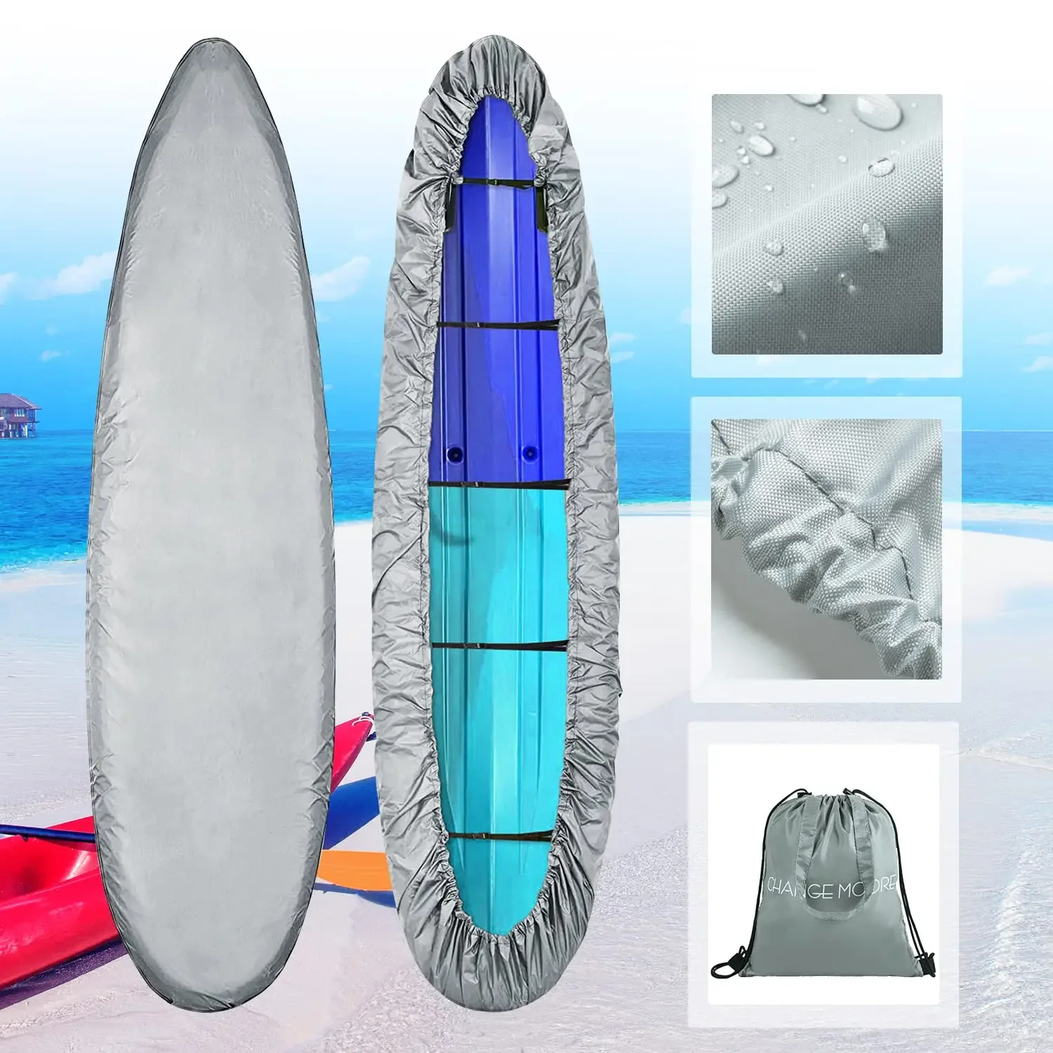 

Goture 3m-4.8M Kayak Cover Canoe Boat Waterproof UV Resistant Dust Storage Cover Bag for Kayaks Protective Bags