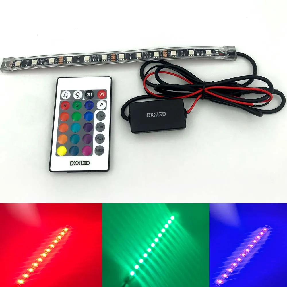 

Светодиодсветодиодный автомобильная лампа DXX, разноцветная Светодиодная лампа 12 дюймов с дистанционным управлением, меняющая цвет, 12 В