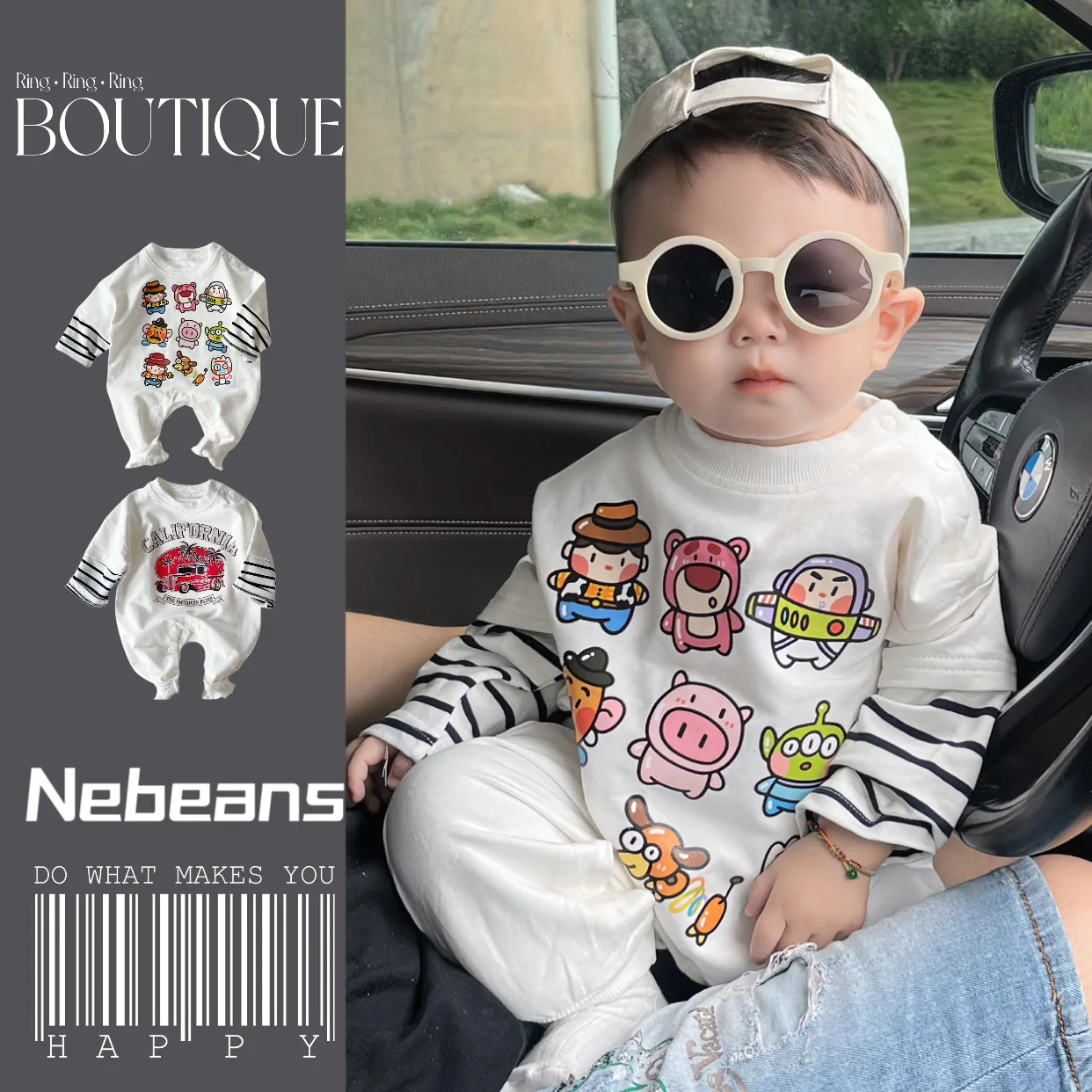 

Disney 0-2 Years Old Loose Trend Boys and Girls Baby Jumpsuit Personality Creative Interesting Hoodie Style Fashion Clothes