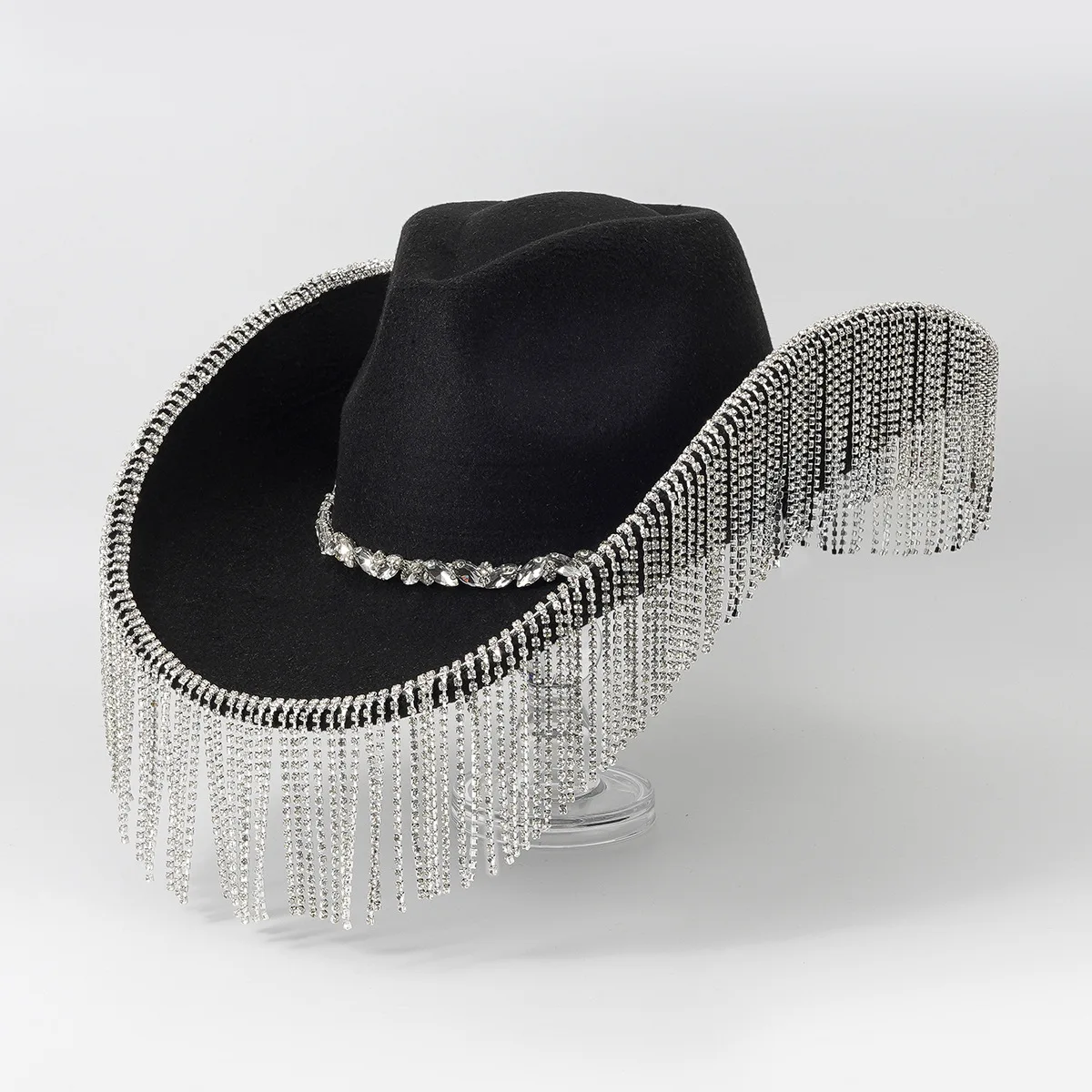 Cowboy Hat with Rhinestone Fringe Wedding Party Hats for Women Men Fedoras hat Feather Letter Accessory Party Denim Hat cowboy hats cowgirl hats