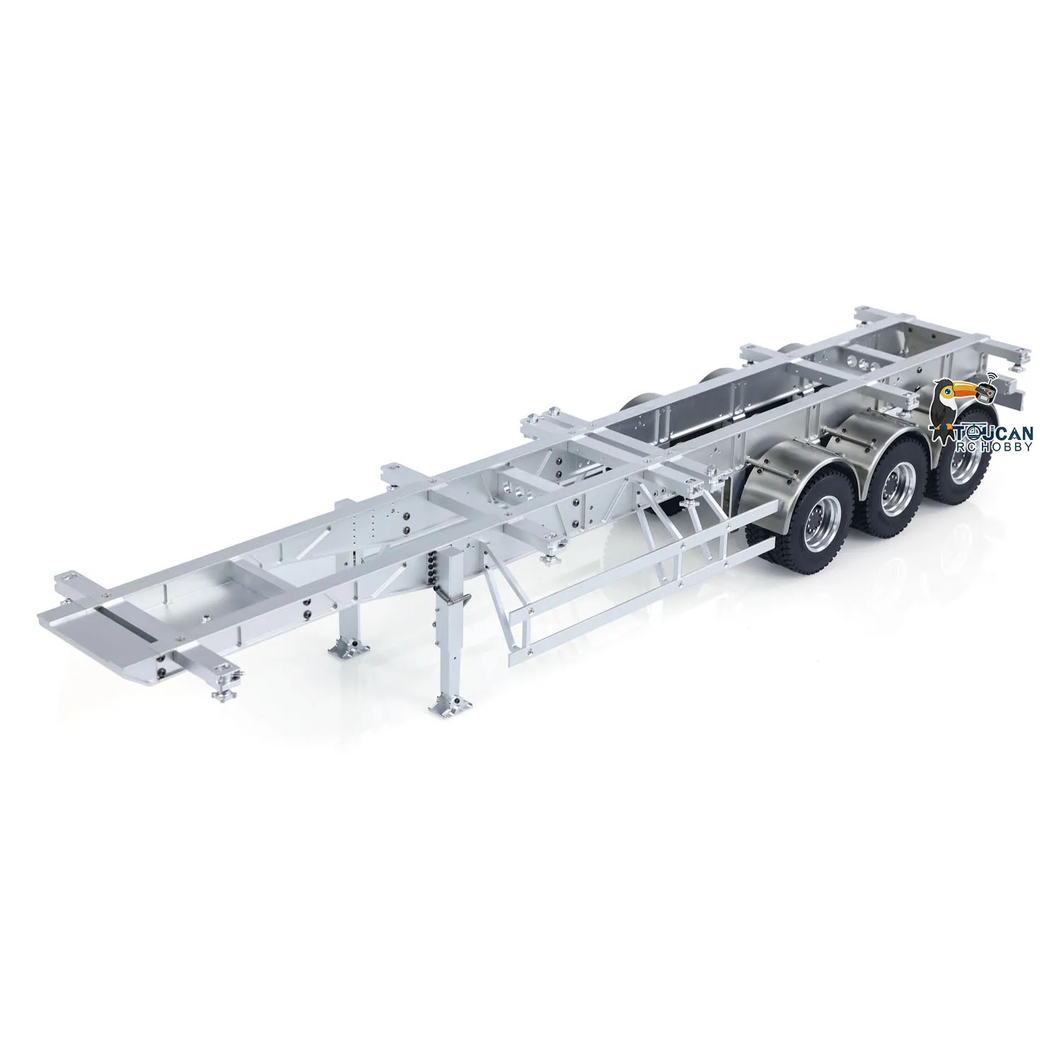 1/14 RC Metal Frame Trailer 3-axle Trailers for Remote Control Tractor Truck Dumper Tipper Car DIY Mode 40 Feet Container Toys 2