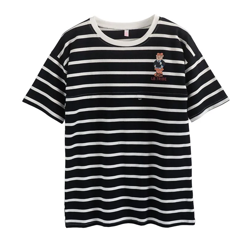 2024 Summer Maternity T Shirt Casual Breastfeeding Clothes Nursing Horizontal Zipper Lactation Top Soft Cotton Plus Size L-3XL 5
