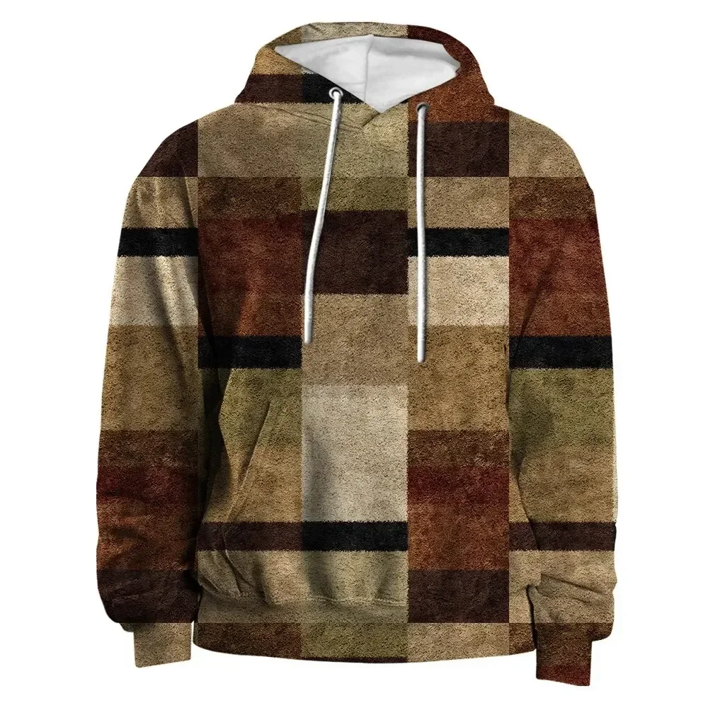 thumbnail image 1 of Sudadera con capucha de otoño para hombre, con estampado 3D a cuadros, a rayas, estilo retro, sudadera de moda urbana, sudadera popular de gran tamaño, ropa para hombre, 1 of 5
