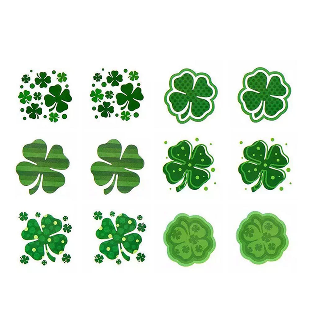 

72 Pcs Four Leaf Sticker Patricks Day Cartoon Tattoos Stickers Pvc Self-adhesive Waterproof Body