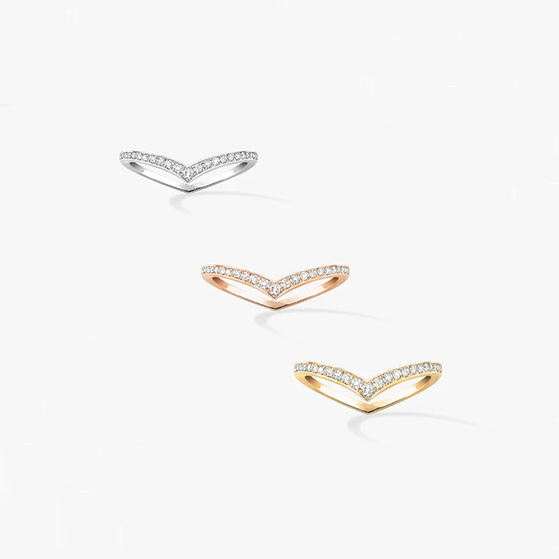 

Fashionable and exquisite jewelry 925 sterling silver ring V-shaped Christmas gift for women