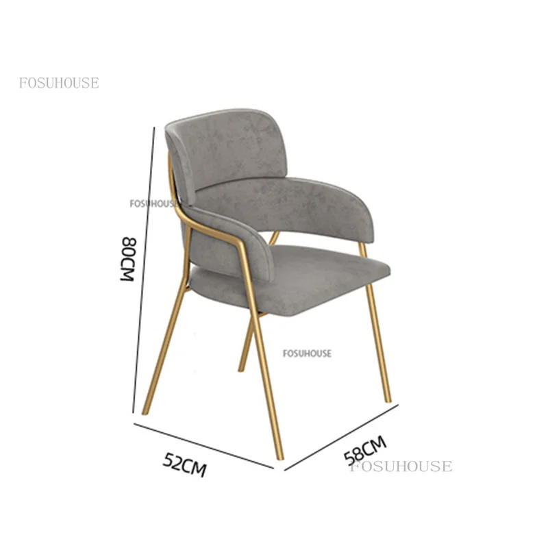 Modern Furniture Flannel Dining Chairs Kitchen Pink Makeup Chair Soft Backrest Cafe Dining Room Chair Bc