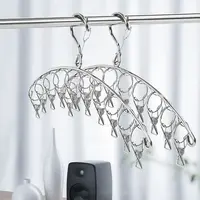 6-20Pegs Stainless Steel Clothes Drying Hanger Windproof Clothing Rack Clips Sock Laundry Airer Hanger Underwear Socks Holder 1
