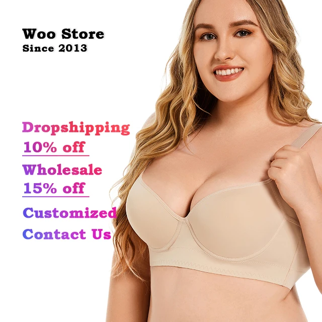 Woo Store Plus Size Women Seamless Bras Underwire One Piece Push Up Tops  Underwear 7-Breasted