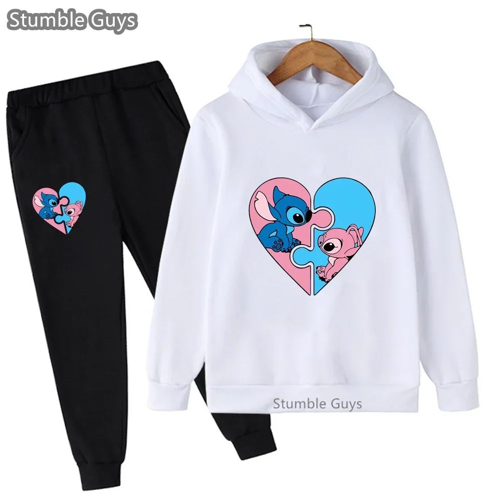 Disney Anime Stitch Hoodie Set Girls Children Cartoon Clothes Kid Boys Lilo Stitch Sweatshirt Manga Hoody Baby Casual Tops - Image 3