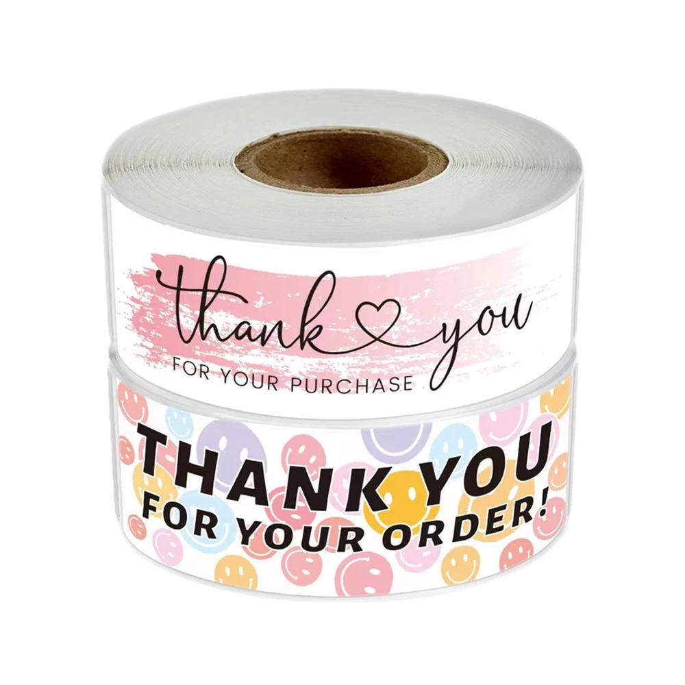 120pcs Pink Flower Thank You Stickers Thank You for Your Order Sticker for Small Business Gift Box Packaging Decor Sealing Label