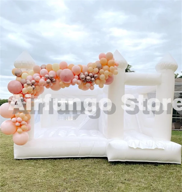 Hot Sale Bounce House For Wedding Inflatable White Bounce Houses Wedding Bouncy Castle Air Bouncer Combo For Kids Adults Party 2