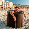 Foldable Black Ice Bath Tub Adult Bath Tub Household Folding Tub PVC Padded Spa Bath 75 * 80cm Air Rim Portable 3