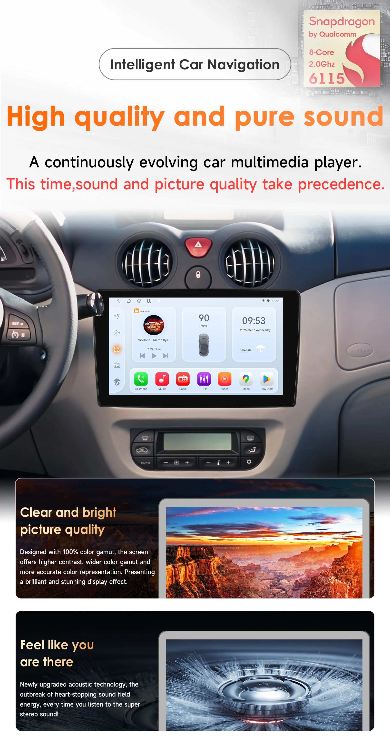 Hizpo 9 inch Multimedia For Citroen C2 C3 2001 2002 2003 - 2010 Android Auto Car Radio Player GPS Navigation Carplay QLED Screen