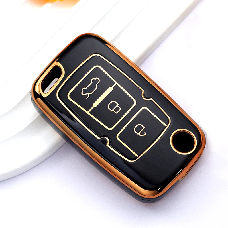 Premium Car Remote Key Case Cover - Sleek Folding Shell Fob with Keychain Attachment
