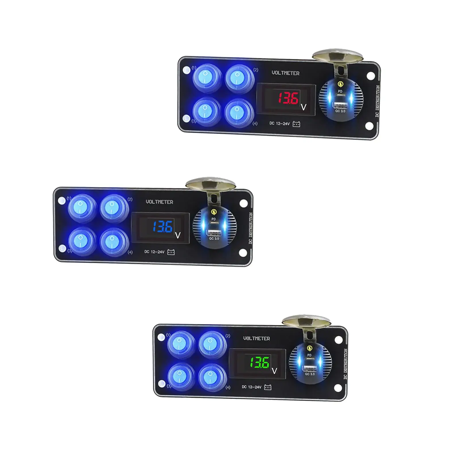 

Car Charger 36W Waterproof 4 Gang Switch Panel for Caravans Car Camper