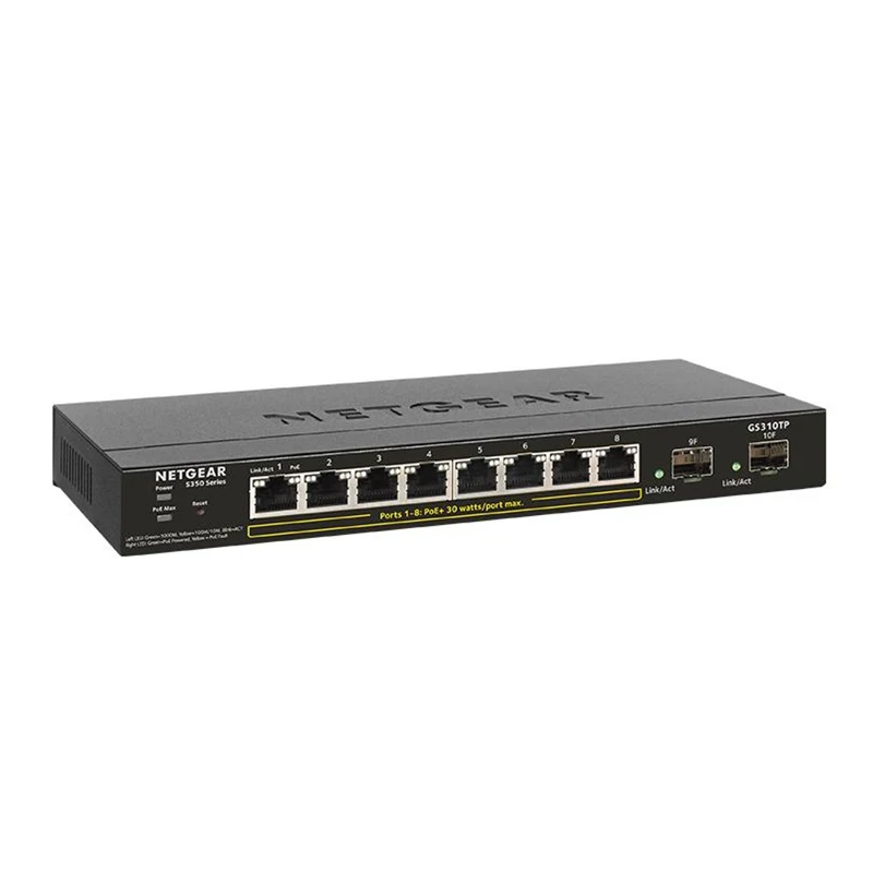 

NETGEAR GS310TP 8-Port Gigabit Ethernet PoE+ Smart Switch with 2 Dedicated SFP Ports (55W)