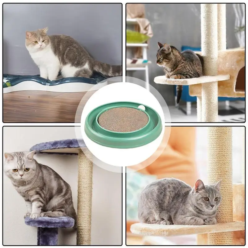 Cat Scratching Pad 2 In 1 Corrugated Paper Flying Disc Scratcher Mat Colorful Thick Cat Scratcher Mat Floor Scratching Pad For