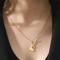 Lemegeton Stainless Steel Music Necklace Saxophone Guitar Microphone Symbol G Clef Pendant Necklaces Women Jewelry Gift