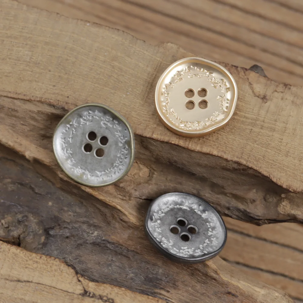 10개/세트 15-25mm 네 눈 모양 금색 밀 이삭 레트로 정장 재킷 바람막이 금속 단추 카디건 단추 N838