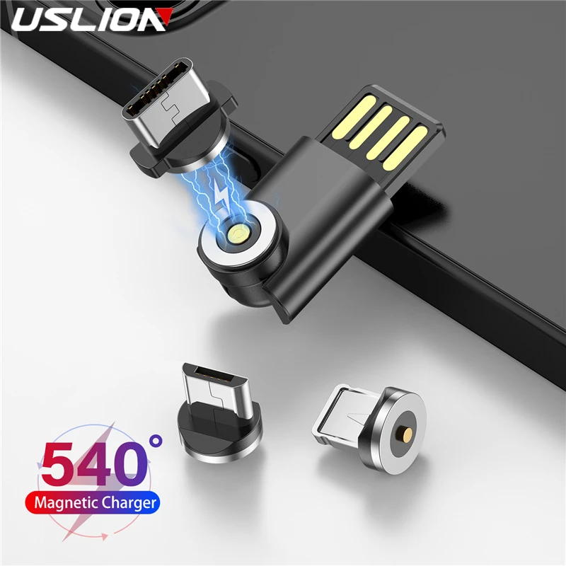 usb female to phone jack adapter USLION 540 Degree Rotating 3in1 Mini Magnetic Charger For Huawei Xiaomi OPPO Samsung Cable USB Mobile Phone Universal Charging iphone to hdmi converter