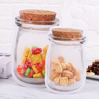 Imitation Wood Mason Jar Bottle Ziplock Packaging Bag Resealable Kitchen Fridge Travel Snack Chocolate Stand Up Gifts Pouches 1