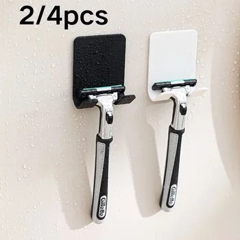 2/4 pièces support de rasoir adhésif mural salle de bain pour douche crochet support de rasoir support de crochet en plastique support de rasoir 1