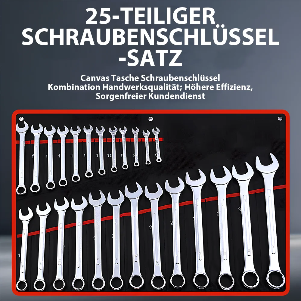 25-teiliges ultradünnes Schraubenschlüssel-Set, 6–32 mm, Kohlenstoffstahl-Schraubenschlüssel, metrische Ratsche, Ring-Maulschlüssel-Set mit Tasche, Auto-Wartungswerkzeuge – Detail 6