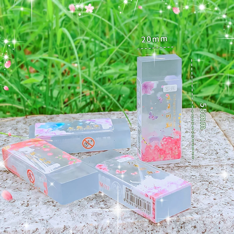 Rubber Transparent Erasers Kawaii Aesthetic Stationery Items School Teacher Gift Office Supplies Classroom Back to School pencil eraser eraser pen plasticine eraser eraser refillable pen biscuit eraser kneadable eraser retractable eraser