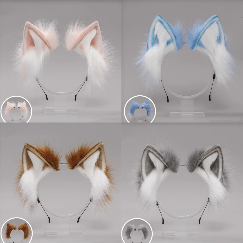 

Anime Headband with Plush Beast Ear Cosplay Headpiece Costume Accessory Wolf Cat Fox Ear Headband Halloween Party Decor