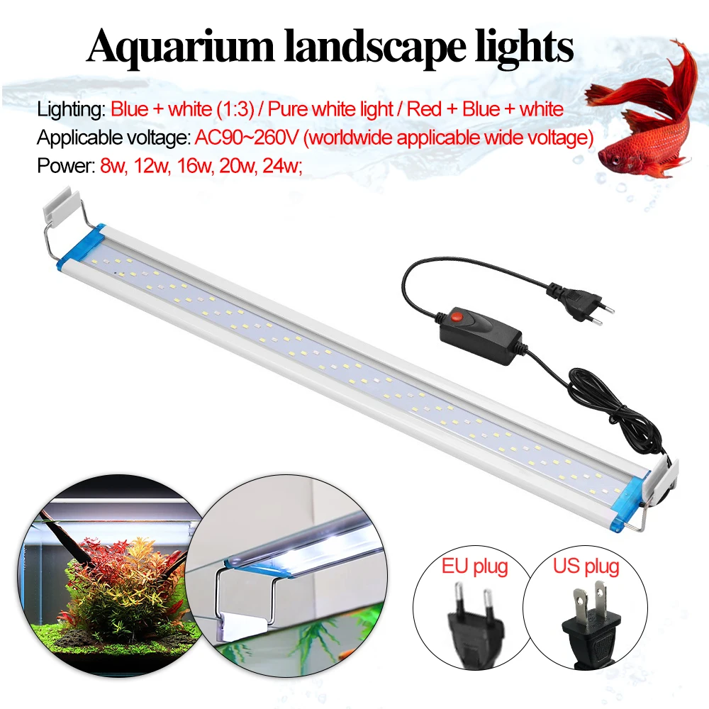 Aquarium light ultra-thin three color change aquatic grass landscape light fish tank support LED